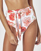 cabana high waist bottoms in orange floral rose print, honeymoon swimsuit, bridal swimwear