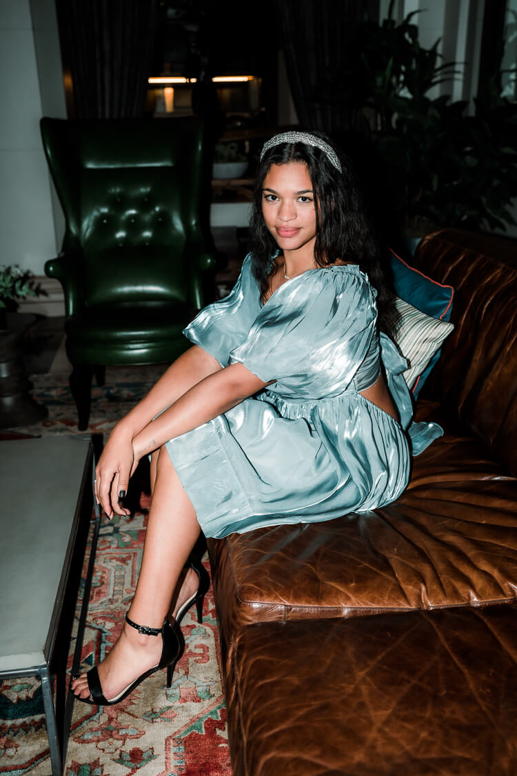 puff sleeve sage dress