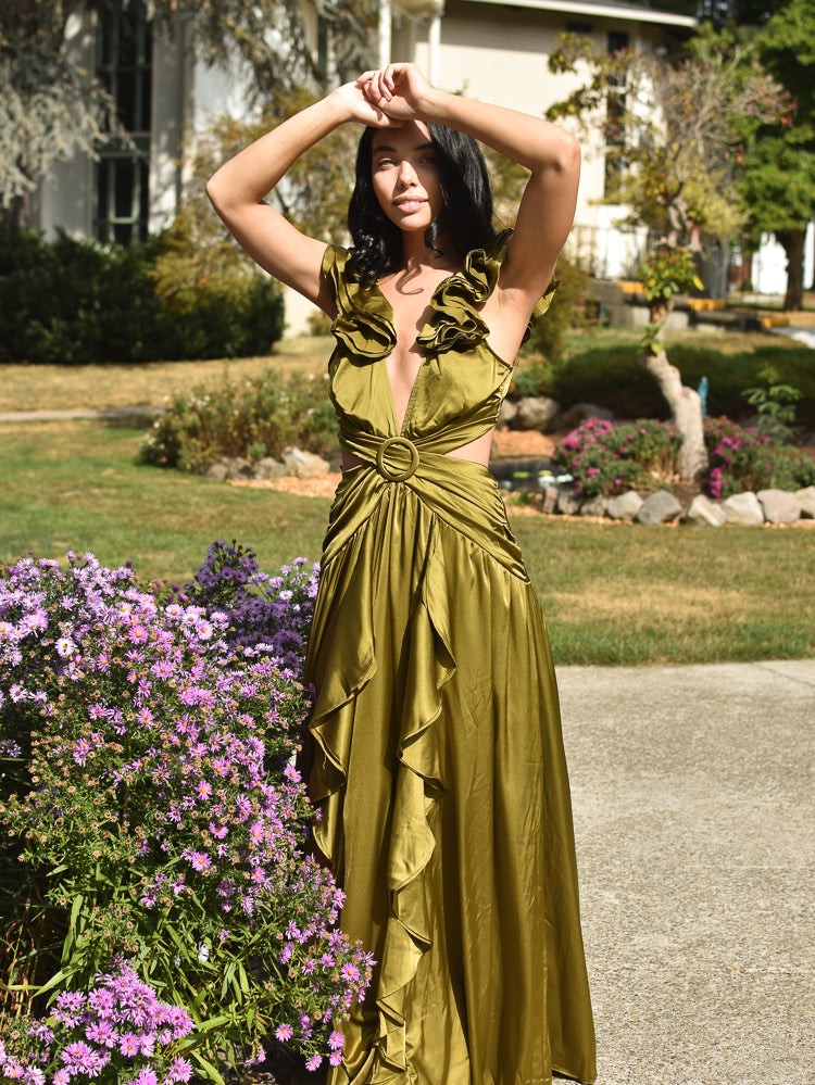 Olive green maxi dress Clearance