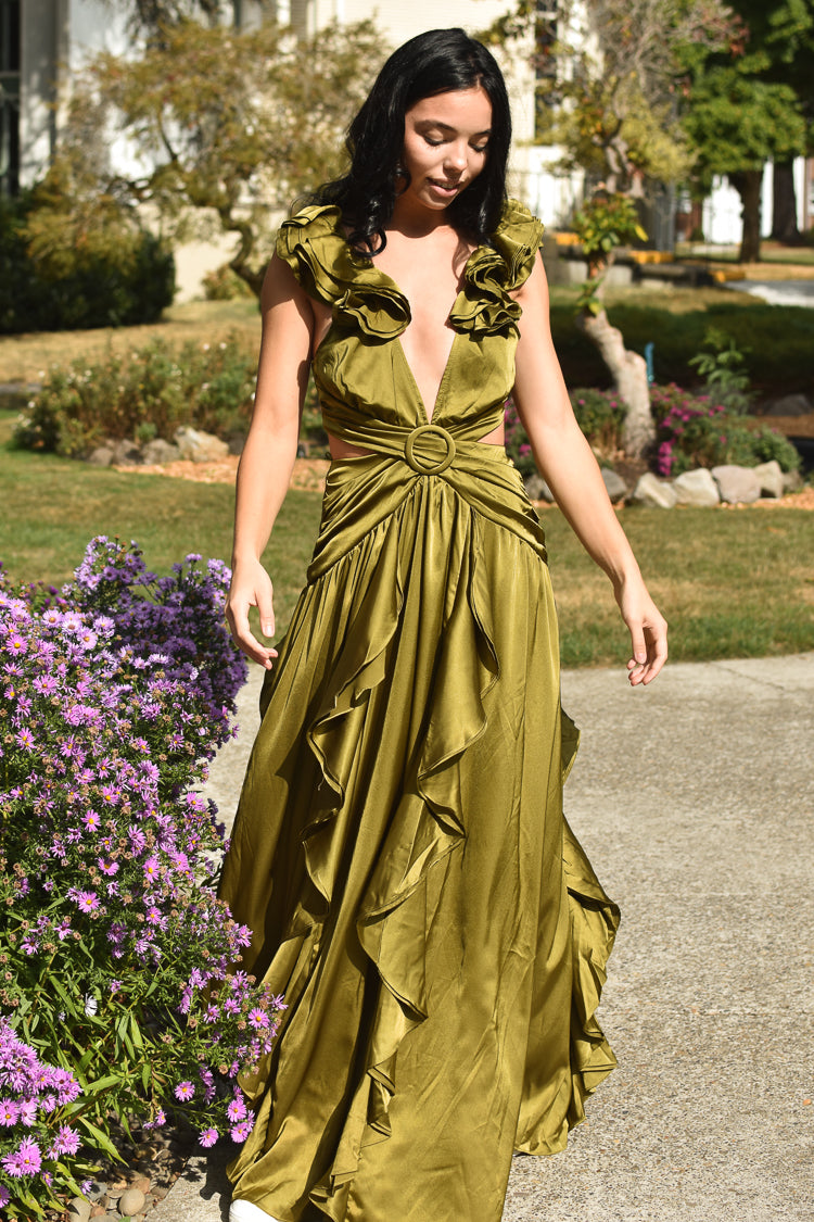 olive green belted dress – ClothingCo