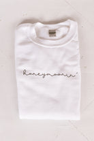 honeymoonin' screen print white sweatshirt