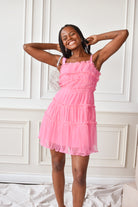 hot pink tulle mini dress 