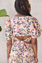 pink and green floral crop top from moon river