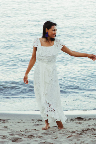 White off the shoulder eyelet dress Clearance