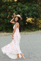 sundress, coral print sundress, floral print sundress, maxi dress, beachy maxi dress, summer dresses