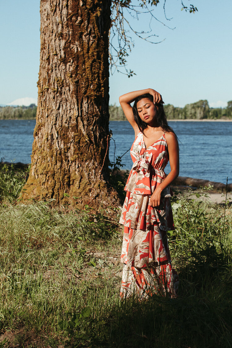 Palm leaf print dress hotsell