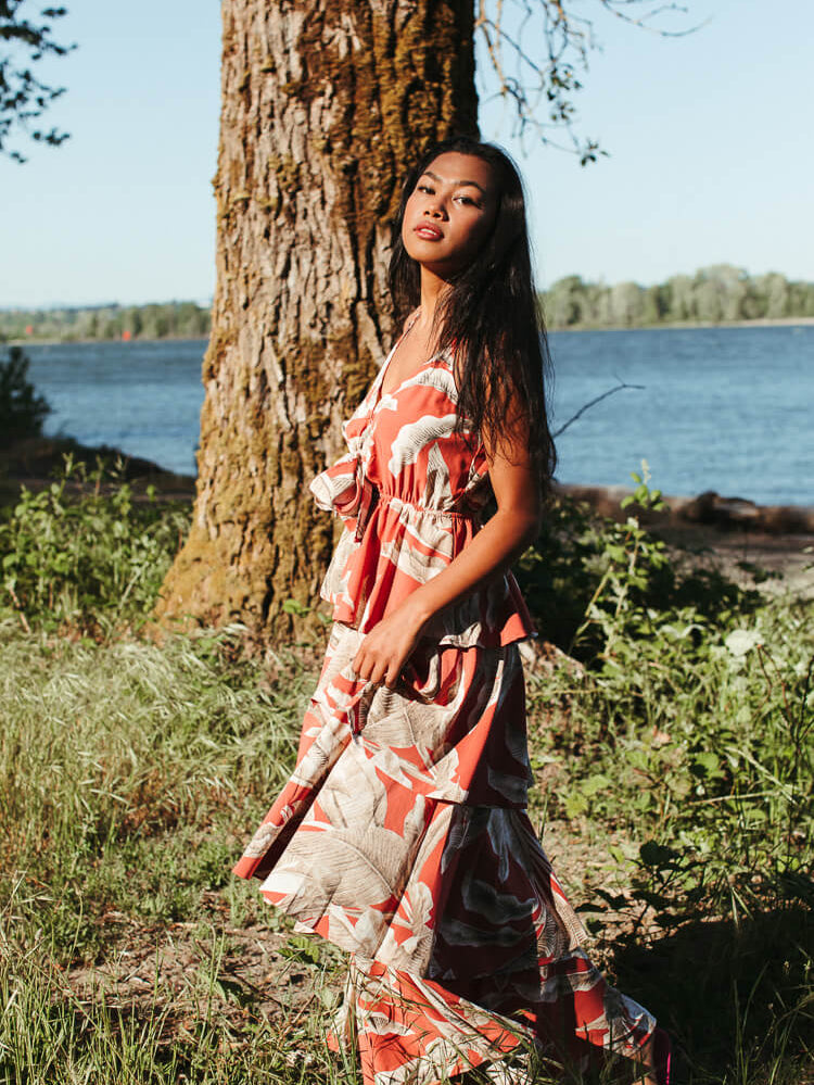 Palm leaf maxi dress Clearance