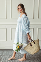 SLEEPER ATLANTA DRESS IN BLUE GINGHAM