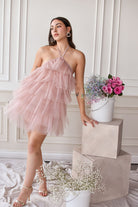 tremmezina short pink tulle mini dress