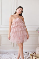 tremmezina short pink tulle mini dress