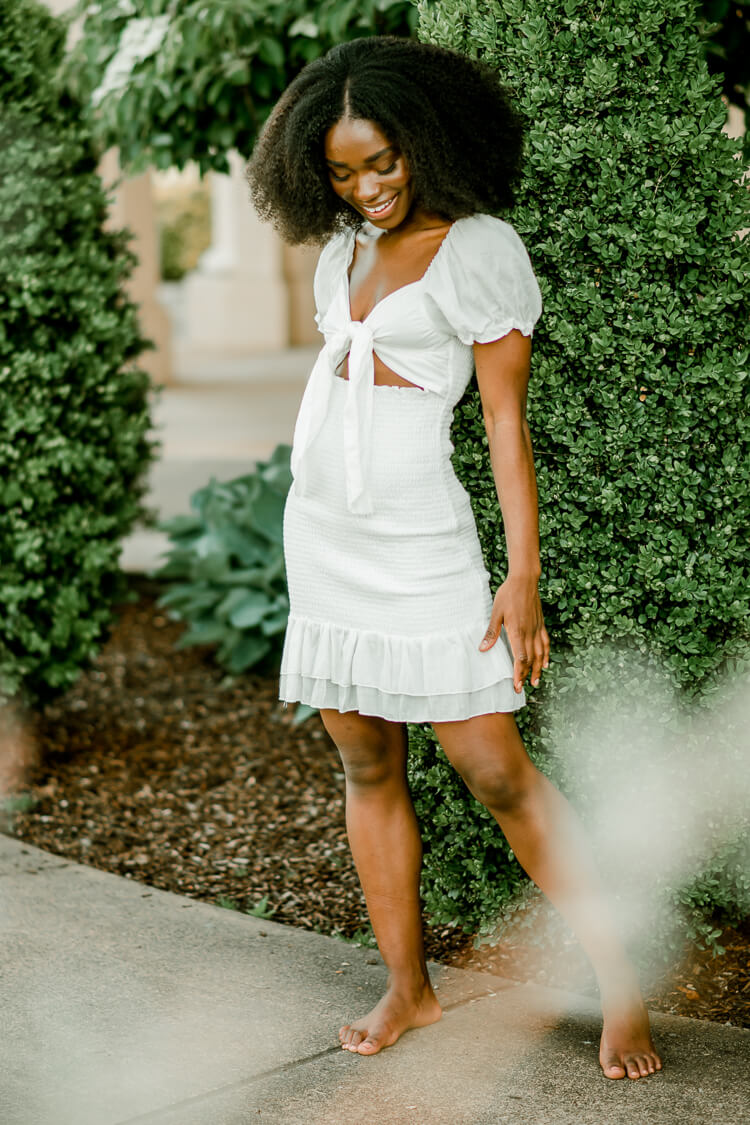 white dresses short Ives Front Tie Mini Dress S
